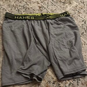 Hanes Blue Boxer Briefs with Yellow Accents